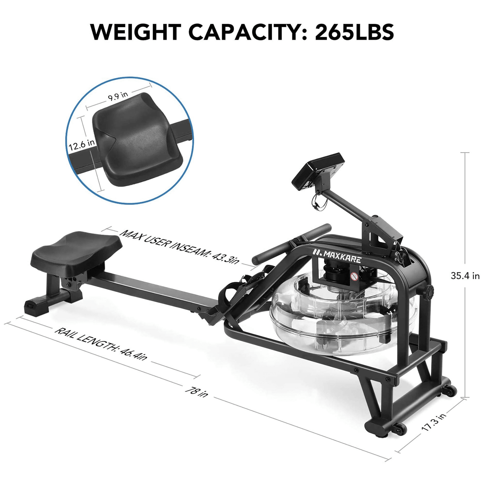 Water Rower Rowing Machine Foldable Water Resistance Row Machine - NAIPO